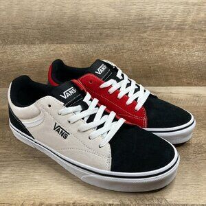 VANS Seldan Rally Suede Black White Red Sneakers Shoes Mens 9 Womens 10.5 NEW